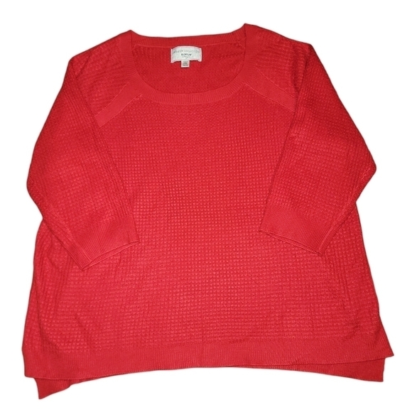 Avenue design sweater collection size 22/24 acrylic red sweater with 3/4 sleeve - Picture 3 of 6